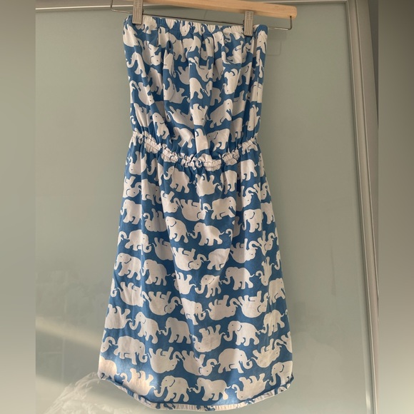Loved, Lilly Pulitzer Blue & White Elephant Print Strapless Mini Dress Size XXS - Picture 8 of 8